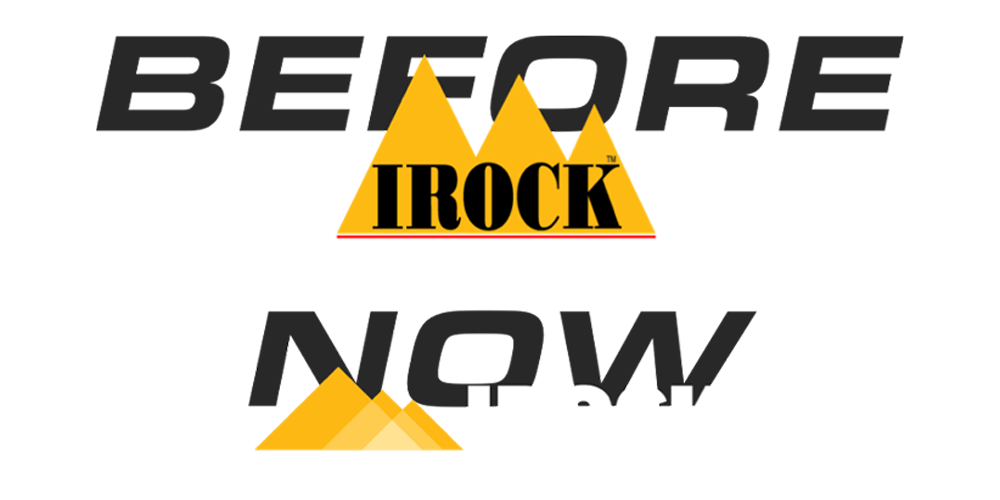 IROCK logo before and after redesign